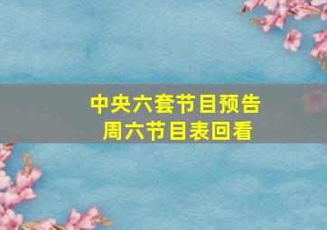 中央六套节目预告 周六节目表回看